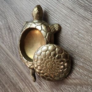 Vintage Brass Turtle Trinket Box Ring Holder Fingerhut Made In Italy